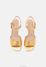 Z62T1423 Women Anna Field Leather Sandals Gold - Image 6