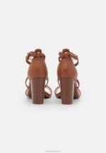 Z62T1425 Women Anna Field Leather Sandals Cognac - Image 4