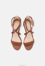 Z62T1425 Women Anna Field Leather Sandals Cognac - Image 6