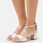 Z62T1427 Women Anna Field Leather Sandals Silver
