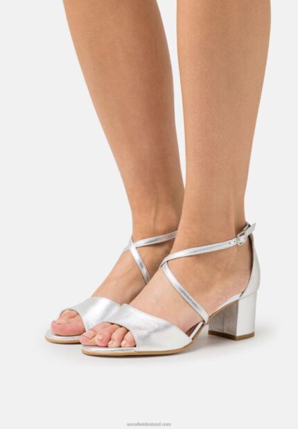 Z62T1427 Women Anna Field Leather Sandals Silver