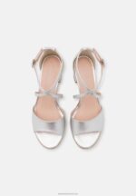 Z62T1427 Women Anna Field Leather Sandals Silver - Image 6