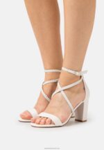 Z62T1428 Women Anna Field Leather Sandals White
