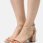 Z62T1433 Women Anna Field Leather Sandals Beige