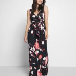 Z62T143 Women Anna Field Maxi Dress Black/Pink