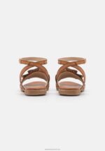 Z62T1440 Women Anna Field Leather Sandals Cognac - Image 3