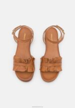 Z62T1440 Women Anna Field Leather Sandals Cognac - Image 6