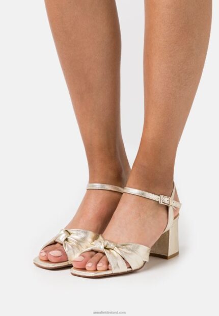 Z62T1447 Women Anna Field Leather Sandals Gold