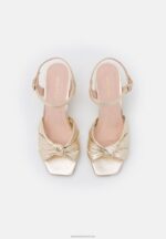 Z62T1447 Women Anna Field Leather Sandals Gold - Image 6