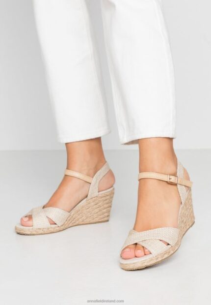 Z62T1449 Women Anna Field Wedge Sandals Beige