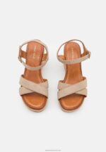 Z62T1466 Women Anna Field Leather High Heeled Sandals Grey - Image 6