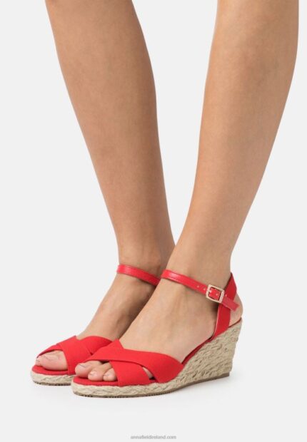 Z62T1468 Women Anna Field Wedge Sandals Red