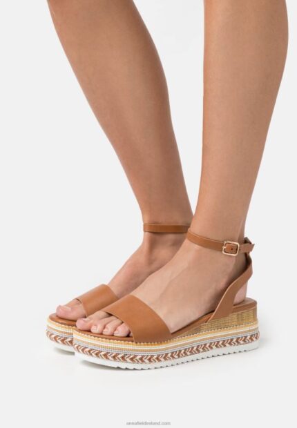 Z62T1471 Women Anna Field Platform Sandals Cognac