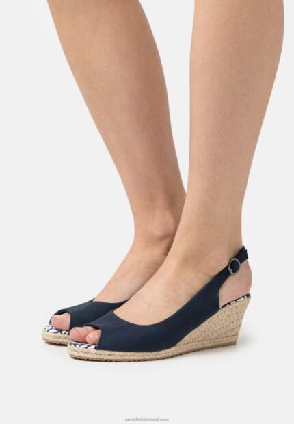 Z62T1473 Women Anna Field Wedge Sandals Dark Blue