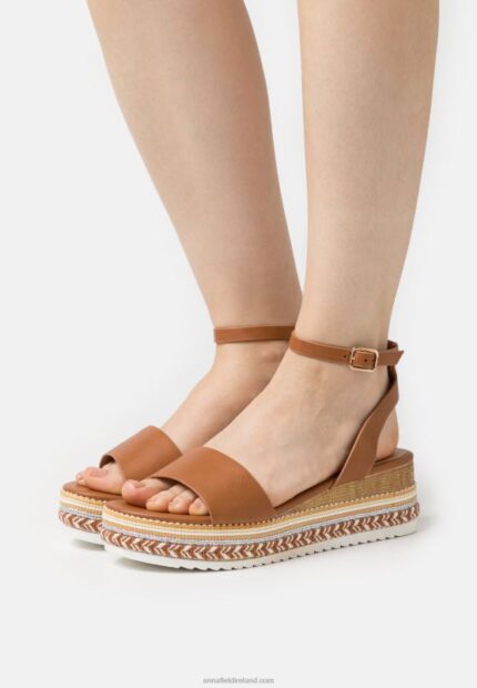 Z62T1474 Women Anna Field Platform Sandals Cognac