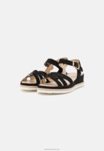Z62T1488 Women Anna Field Leather Wedge Sandals Black - Image 3