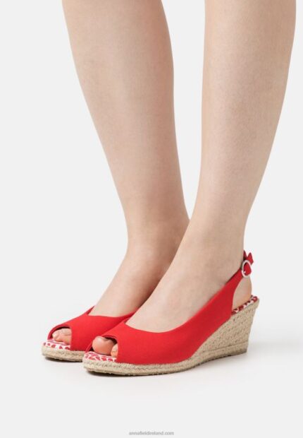 Z62T1490 Women Anna Field Wedge Sandals Red