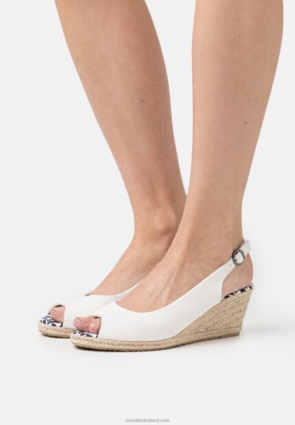 Z62T1492 Women Anna Field Wedge Sandals White