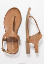 Z62T1495 Women Anna Field Leather T-Bar Sandals Cognac - Image 4