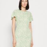 Z62T149 Women Anna Field Jersey Dress Green/Light Green