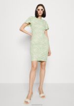 Z62T149 Women Anna Field Jersey Dress Green/Light Green - Image 4
