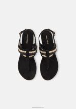Z62T1503 Women Anna Field T-Bar Sandals Black/Gold - Image 6
