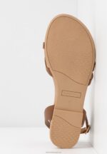 Z62T1513 Women Anna Field Leather T-Bar Sandals Cognac - Image 7