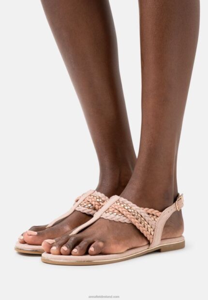 Z62T1520 Women Anna Field T-Bar Sandals Rose Gold-Coloured