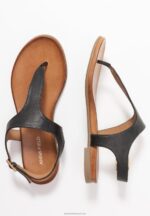 Z62T1521 Women Anna Field Leather T-Bar Sandals Black - Image 4