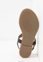 Z62T1521 Women Anna Field Leather T-Bar Sandals Black - Image 7