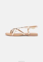 Z62T1522 Women Anna Field Leather T-Bar Sandals Gold - Image 2