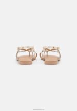 Z62T1522 Women Anna Field Leather T-Bar Sandals Gold - Image 4