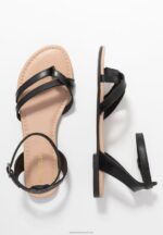Z62T1523 Women Anna Field Leather T-Bar Sandals Black - Image 4