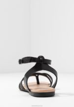 Z62T1523 Women Anna Field Leather T-Bar Sandals Black - Image 6