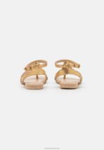 Z62T1529 Women Anna Field Leather T-Bar Sandals Gold - Image 4