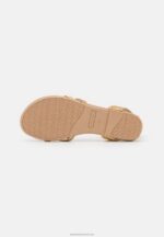 Z62T1529 Women Anna Field Leather T-Bar Sandals Gold - Image 5