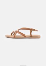 Z62T1536 Women Anna Field Leather T-Bar Sandals Cognac - Image 2