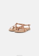Z62T1536 Women Anna Field Leather T-Bar Sandals Cognac - Image 3