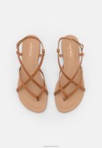 Z62T1536 Women Anna Field Leather T-Bar Sandals Cognac - Image 6