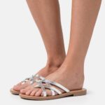 Z62T1546 Women Anna Field T-Bar Sandals Silver
