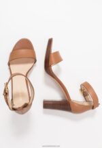 Z62T1549 Women Anna Field Leather High Heeled Sandals Cognac - Image 4