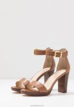 Z62T1549 Women Anna Field Leather High Heeled Sandals Cognac - Image 5