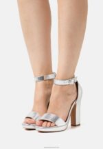 Z62T1556 Women Anna Field High Heeled Sandals Silver