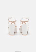 Z62T1559 Women Anna Field Leather Platform Sandals White - Image 4