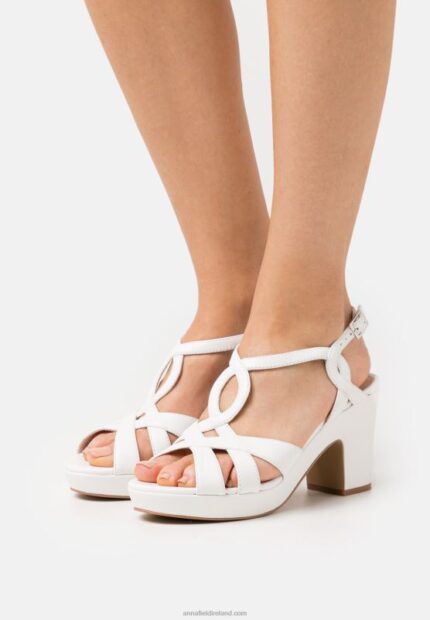Z62T1559 Women Anna Field Leather Platform Sandals White