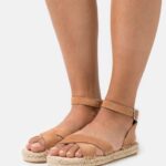 Z62T1560 Women Anna Field Leather Platform Sandals Cognac