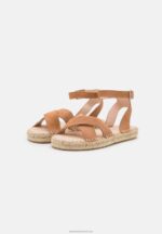 Z62T1560 Women Anna Field Leather Platform Sandals Cognac - Image 3