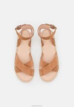 Z62T1560 Women Anna Field Leather Platform Sandals Cognac - Image 6