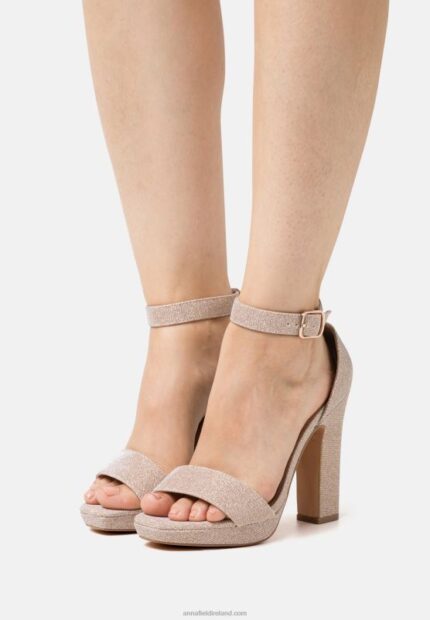 Z62T1566 Women Anna Field High Heeled Sandals Rose Gold