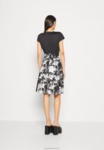 Z62T156 Women Anna Field Jersey Dress Black/Grey/White - Image 3